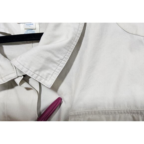 TravelSmith Safari Jacket Womans L 12 14 Vtg Utility Cargo Military Khaki Beige - Picture 15 of 15